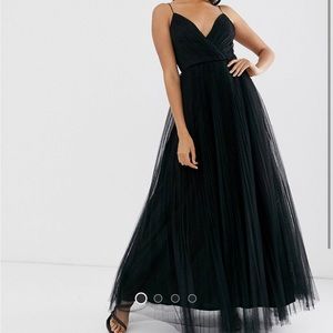 Black cami pleasured tulle maxi dress